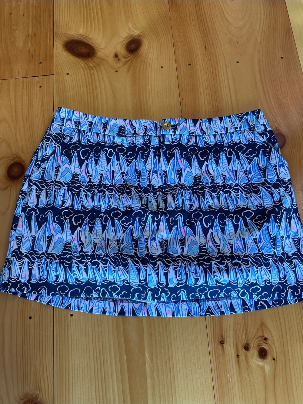 Lilly Pulitzer Navy Sailboat Print Mini Skort with Pink & Light Blue